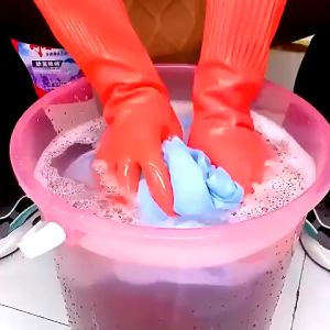 Long Household Gloves LONG SIZE 1 Pair Laundry Gloves Rubber Gloves Kitchen Washing Gloves Red
