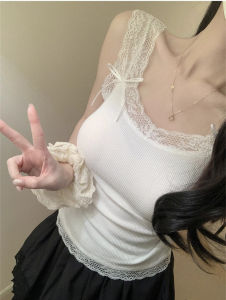 Unique Beautiful BM Style Lace Strap Vest Women Inner Match Design Sensation Beautiful Back Bra Integrated Short Style Sweet Style