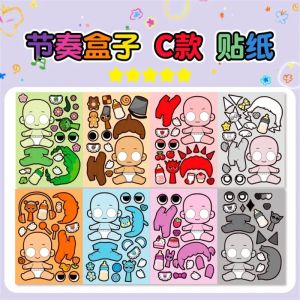 Sanrio | --8Sheets/Pack DIY Cartoon Gmae Puzzle Stickers Make a Face Cute Unicorn Cartoon Children Game Creative Assemble Jigsaw Toy Gift