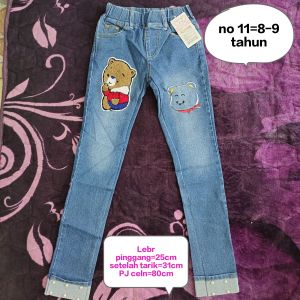 CELANA JEANS ANAK PEREMPUAN TANGGUNG MOTIF TEDDY BEAR