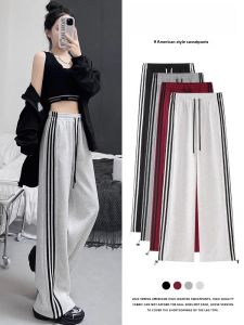 Womens Fleece Lined Straight Leg Sweatpants High Waist Wide Leg Loose Fit Autumn Winter New Style Slimming Small Size Pants