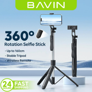 BAVIN P15 Multi-Function Selfie Stick Stable Tripod Stand 360° Rotation w/ Wireless Bluetooth Remote Shutter