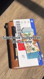 [Savebook budget for two-in-one]100 day budget organizer password book travel diary gift  binding clip storage wallet card bag.