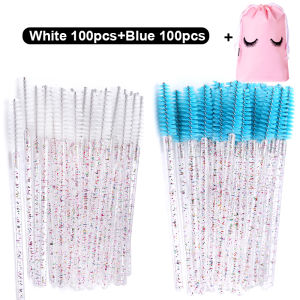 200Pcs Disposable Eyelashes Makeup Brushes Crystal Eyebrow Brush Lash Extension Brushes Spoolies Mascara Wand Beauty Makeup Tool