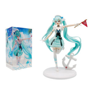 Bandai | Hot 23cm Fashion Beauty Girl Hatsune Miku Sailor Suit Hatsune Glasses Miku Figures Kawaii Girl Figurine PVC Collection Model Toy