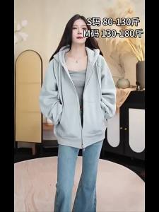 Penghantaran dari China [2025] Heavy Sweatshirt untuk Wanita Cardigan a Eropah Mewah Loose Fit Slimming Couple Hooded Sweatshirt Jaket untuk Musim Bunga dan Musim Gugur 3.5