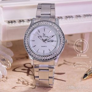 Jam Tangan Wanita Cantik Murah Kalender Rantai GS 5758 Silver white
