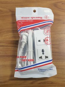 Ổ cắm Điện Quang ĐQ 001A-02 (2 lỗ) chịu tải 2500W dây 2m/5m