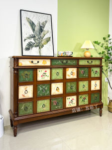 American Style Wooden Drawer Shoe Cabinet Living Room Entrance Indoor Balcony Storage Retro Design Multi-Functional Furniture