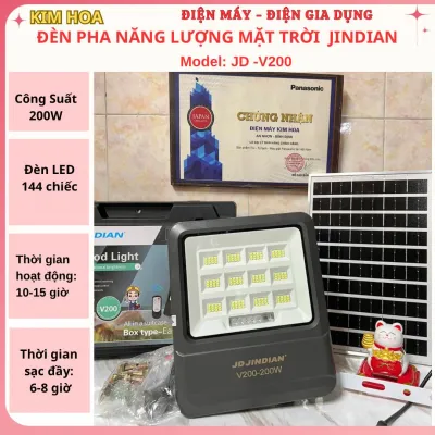 Đèn pha năng lượng mặt trời JINDIAN model: JD-V100 ( 100W) JD -V200 (200w) thời gian sáng 10 - 15 tiếng
