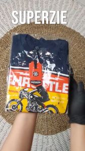 Baju anak laki laki distro karakter kendaraan motor THROTLE warna navy bahan adem sablon plastisol