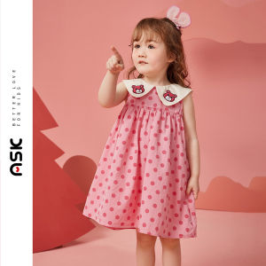 Princess Dress for Girls Summer Sleeveless Embroidered Doll Collar Full Print Cotton 100% Childrens Clothing Baby Girls Dress