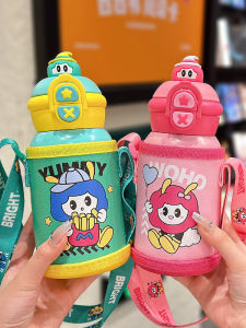 ถ้วยดื่มสองทางแบบพกพาสำหรับเด็ก ถ้วยดื่มแบบมีท่อสูบสำหรับนักเรียนประถมศึกษา ถ้วยน้ำสำหรับเด็กอนุบาล ถ้วยน้ำแบบป้องกันการตกหล่น