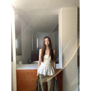 Áo Vest Hở Lưng Không Tay Màu Trắng Cho Nữ Áo Lót Mùa Hè 2025 Dáng Ôm Vừa Vặn Kiểu Dáng Pháp Áo Không Tay Chất Liệu Cotton