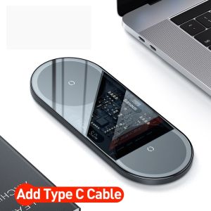 BASEUS | Baseus 20W Dual Wireless Charger Fast Qi Wireless Charging Digital LED Display For iPhone 15 14 Airpod Pro Samsung Charging Pad