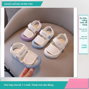 Giày Sandal Lưới Cho Bé Trai Bé Gái Đế Mềm Thoáng Khí Khóa Dán Velcro Bảo Vệ Mũi Chân Size 15-25