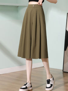 FIGHT FISH | กางเกงขายาวทรงหลวมเอวสูงสำหรับผู้หญิง กางเกงขายาวทรงหลวมสีเขียวทหาร กางเกงขายาวทรงหลวมสำหรับผู้หญิงในช่วงฤดูร้อน