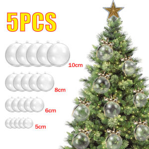 YESPERY 5PCS Christmas Clear Baubles Transparent Craft Fillable Ball Plastic Home Decor Wedding Christmas Tree Hanging Decoration Party Gift Box