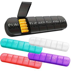 Portable Weekly Pill Box 7-Day Medication Dispenser Large Capacity Vitamin Box Individually Storage Sealed Long Pill Organizer