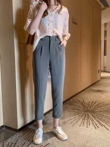 AMILUCK | High Waist Nine-Piece Suit Pants Women Casual Harajuku Style Youthful Artistic Loose Fit Trousers Korean Fashion Autumn New Arrival