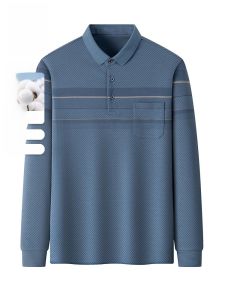 ROMON | เสื้อยืดคอโปโลแขนยาวลำลองสำหรับผู้ชาย ฤดูใบไม้ร่วง ใหม่ วัยกลางคนและผู้สูงอายุ ชุดธุรกิจ ลำลอง เสื้อตัวบน F