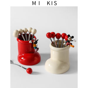 Elegant Stainless Steel Fruit Fork Set Dessert Storage Container Lightweight Mini Forks for Fruit And Cake Serving