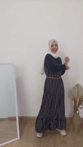 Ilona - Modi Overall Set Inner Jumpsuit Rok Panjang Wanita Bahan Monalisa Salur