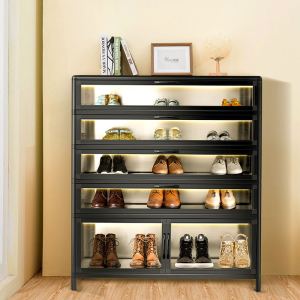 Aluminum Alloy For Home Large Capacity Shoe Cabinet Balcony Outdoor Corridor Waterproof Shoe Cabinet Black Modern Stainless Steel Sun Protection Cabinet