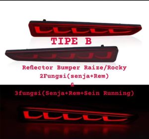 Lampu Reflektor Bumper Belakang Led 3 Fungsi Toyota Raize/Rocky GR 2021 2022 2023 Model  Type A