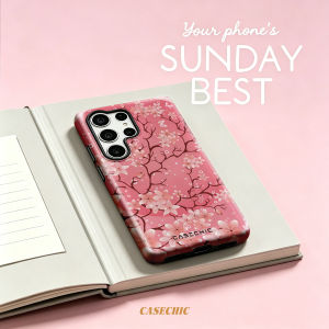 Potdemiel | Cherry Blossom Pink Art For Samsung Galaxy S26 Ultra A56 Exquisitely Pattern Double Protective Phone Cover Cases CaseChic