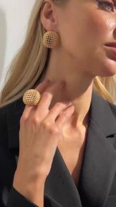 Ingemark | Ingemark Unique Irregular Round Hollow Stud Earrings Rings Women Trendy Metal Geometric Piercing Earrings New Year Jewelry Set