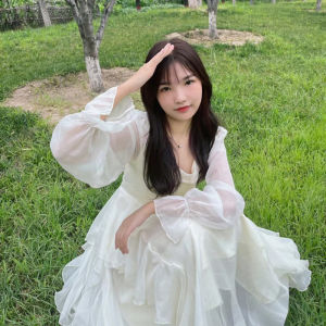 Princess Style Fairy Skirt Long Sleeve Irregular Hem Lace Trim Spring Autumn New Style French Style Dress Womens Fashion