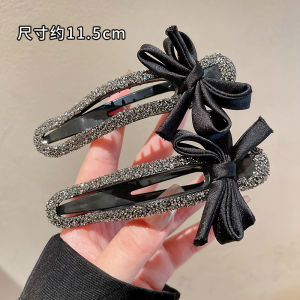Large Size Black Butterfly Knot Sparkling Diamond Duckbill Hair Clip Womens Elegant Fashion New 2025 One-Word Clip Hair Accessories