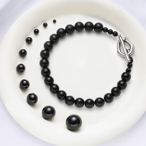 คุณภาพสูง ABS ลูกปัดสีดำตรงรูสำหรับกำไลทำ DIY เครื่องประดับไข่มุกดำ