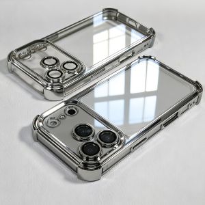 Ốp Điện Thoại Trong Suốt Chống Sốc Bằng Điện Phân Cao Cấp Cho iPhone Pro Max Plus Viền Mềm Chống Vân Tay Tương Thích Với Nhiều Mẫu Máy
