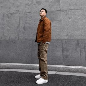 กางเกงลำลองชายสไตล์อเมริกันย้อนยุค กางเกงขายาวทรงตรงหลวมๆ แบรนด์ดัง ฤดูใบไม้ร่วง กางเกงขายาวทรงลำลองสำหรับผู้ชาย