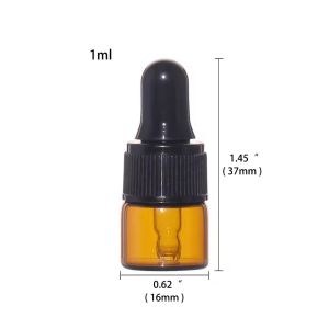 Essential Oil Bottle Amber Glass Dropper Bottle Cosmetic Refillable Bottle 1ml-5ml Sample Bottle for Serums and Essences.