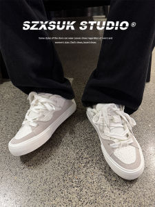 Trendy Sporty Mens Shoes American Style Patchwork Casual Board Shoes Skateboard Shoes Student Low Top round Toe Rubber Sole