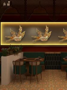 กินรีแกะสลัก ตุ๊กตาติดผนัง ปิดทองติดกระจก ประดับบ้าน ตกแต่งพื้นหลังทีวี โรงแรม งานศิลปะ เสริมความสวยคุณภาพ