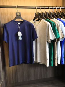 Cooling Fiber Blend Mens T-Shirt round Neck Short Sleeve Basic Versatile Summer Fashion Urban Style Standard Fit Pure Color