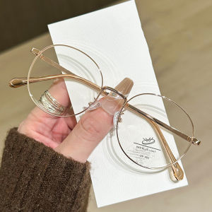 Literary Gold Wire Oval Small Frame Glasses Fashionable Myopia Glasses Frame Anti-blue Light Flat-light Glasses MH9035