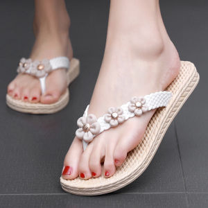 Flip Flops Womens Outer Fashion Summer New Arrival Student Flower Flip-Flops Plastic Rubber Shoes Beach Slippers