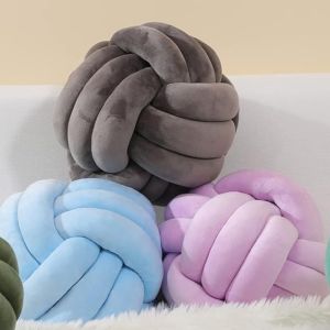 Lilac Aesthetic Knot Globe Plush Cushion Nordic Ball Stuffed Pillow Sofa Decorative Throw Pillow Soft Sleeping Back Cushion