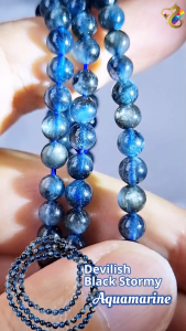 Graduation Grade Devilish Black Stormy Aquamarine 3 Rounds Bracelet