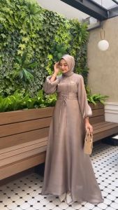 BAYAR DITEMPAT ANYAA SHIMMER DRESS FULL FURING TIDAK TERAWANG KONDANGAN LENGAN BALLON GAMIS PESTA LAMARAN BRIDESMAID