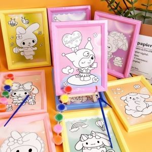 Sanrio Coloring Book Coloring Drawing Book Children Cartoon Hello Kitty My Melody Cinnamoroll Kuromi Handmade Painting Diy Toy