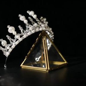 【Limited-time offer】 Sliver Bridal Tiaras Rhinestone Crown Pearl Baroque Bridal Crown Headdress Wedding Accessories Headband Wedding Crown