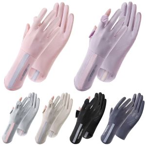 SKJK Thin Sunscreen Gloves Elastic Mid-long Anti-UV Mittens Fashion Slip Resistant Cycling Driving Gloves Women Girls