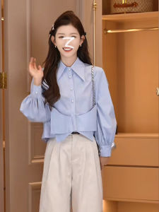 Donna Womens Shirt Butterfly Knot Splice Fragrance Style Fashionable Anti-aging French High-End Sense Top Polyester Fiber