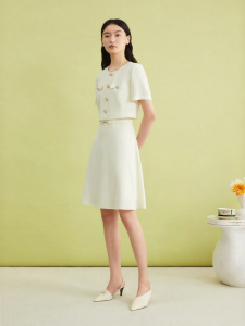 Acetic French Style Faux Two-piece Dress